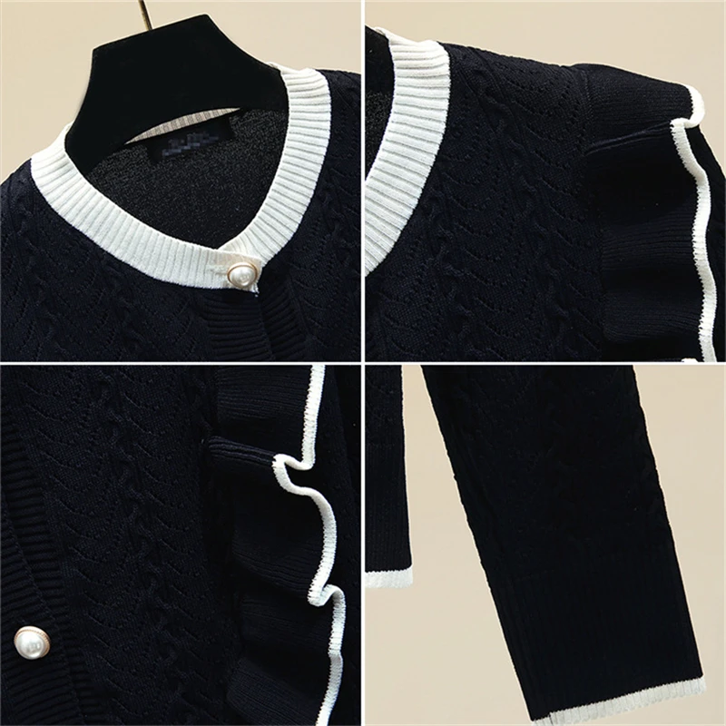 

Spring 2021 Fashion New Thin Round Neck Long-Sleeved Wooden Ear Stitching Slim Ice Silk Knitted Sweater Women's Top Trend H078