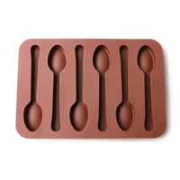 1 piece silicone mold 6 holes chocolate mold spoon shape cake baking tool decoration cake ice mould accessories 14 3cm x 9 8cm