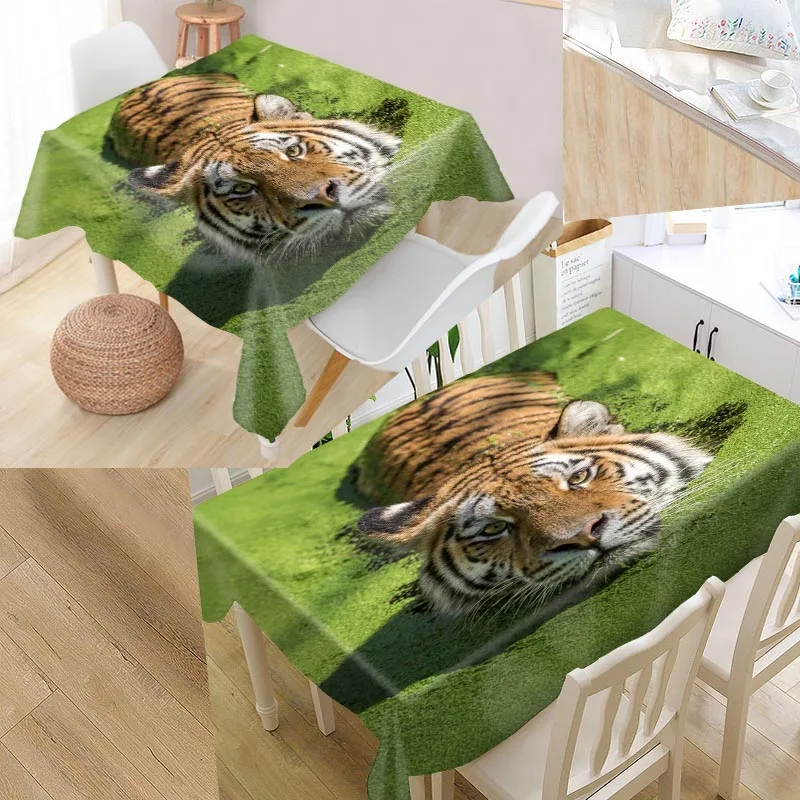 Скатерть из ткани Оксфорд с тигровыми животными на заказ прямоугольная