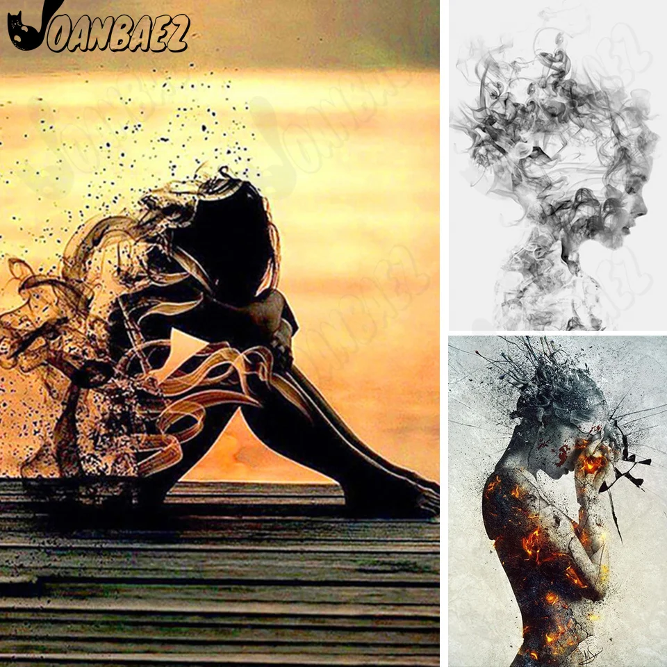

Modern Abstract Beauty Diamond Painting 5D Diy Mural Smoke Dissipation Sticker Diamond Embroidery Room Home Decoration Gift