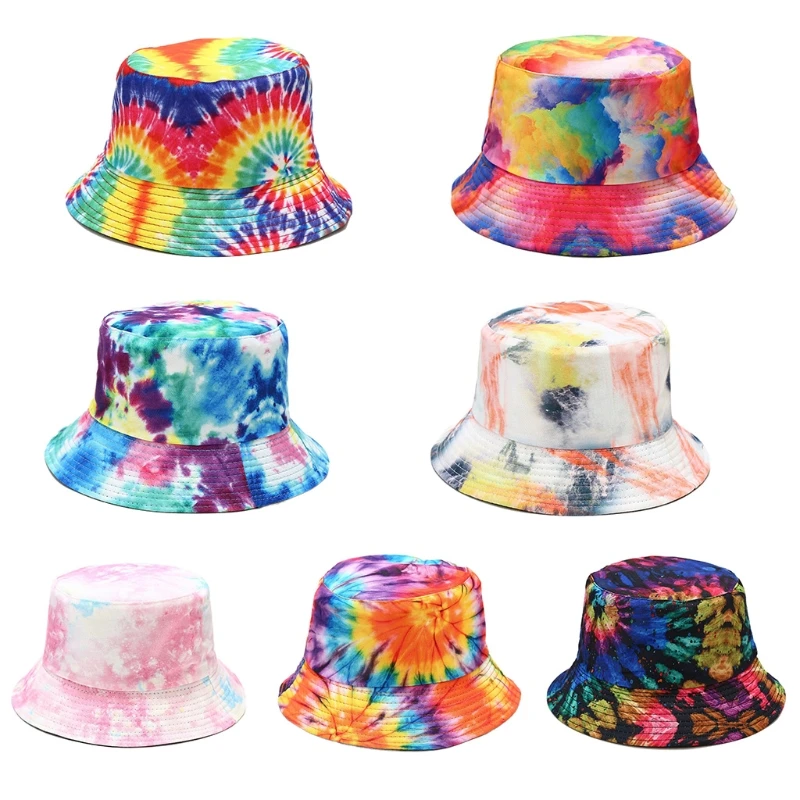 

Rainbow Tie-Dye Graffiti 3D Print Bucket Hat Reversible Hip Hop Fisherman Cap