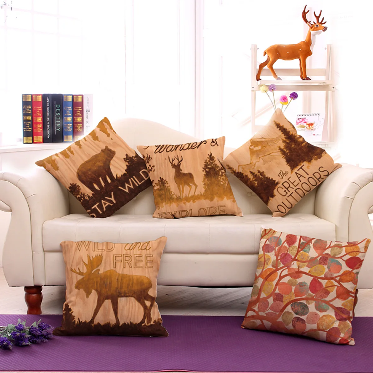 

Old Vintage Deer Goat Animal Peach Skin Sofa Pillowcase Pillowcase for Bedroom Throw Pillows Pillow Covers Decorative