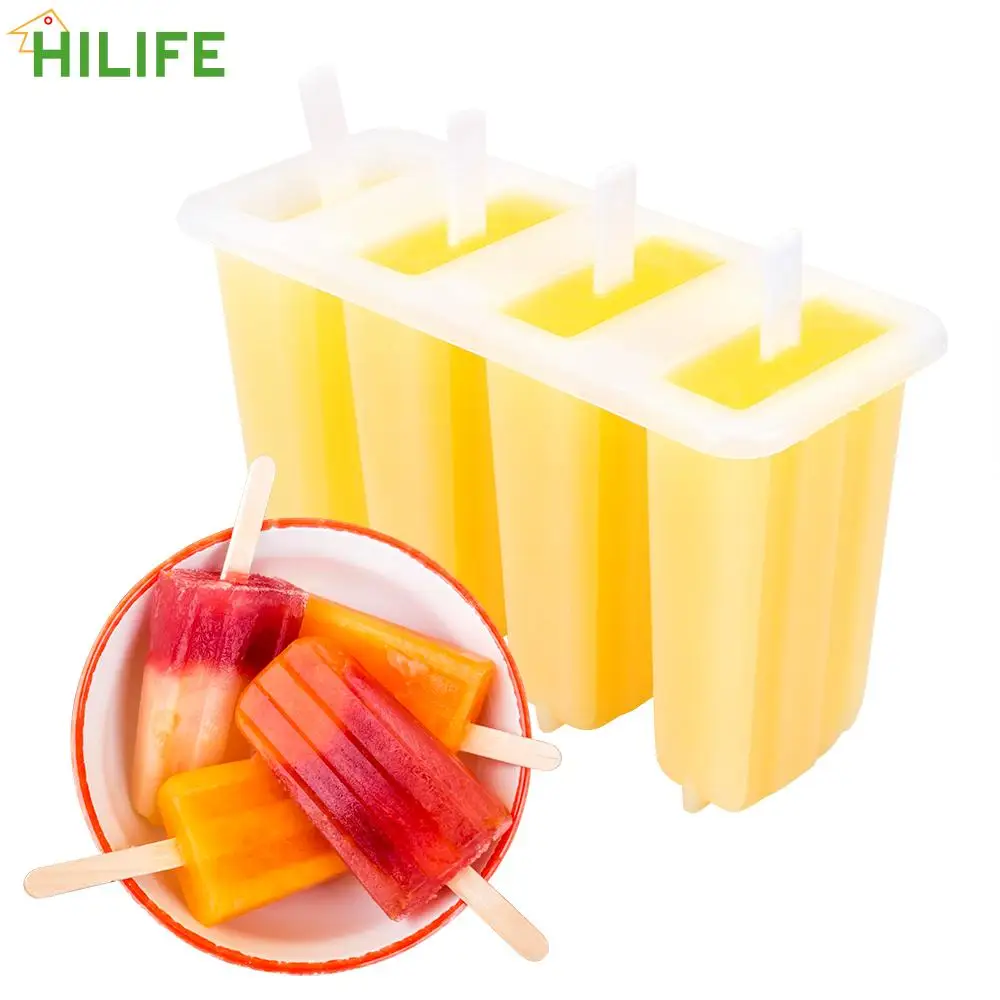 

Ice Cream Tool 4 Cavity DIY Ice Cream Mould PP Popsicle Maker Dessert Mold Ice Cream Mold Tray With Popsicle