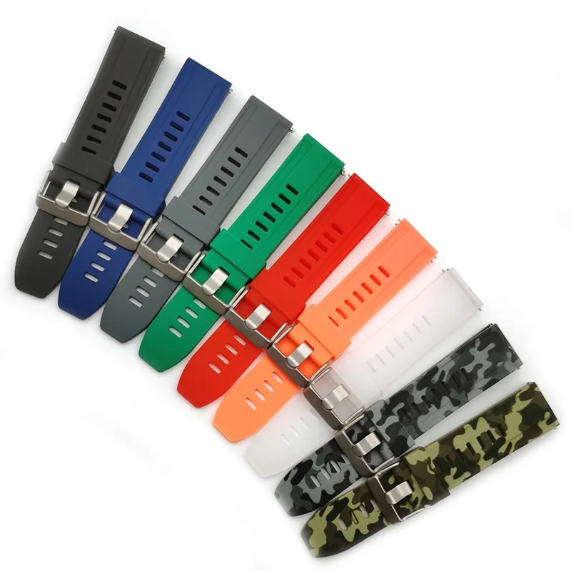 

Shadowshark Movement Waterproof 18mm/20mm/22mm/24mm Silicone Wristwatch Strap Camouflage Quick Release Switch Watchband 2021 New