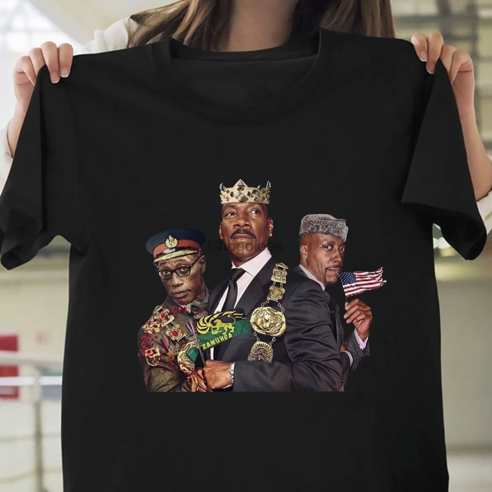 Классическая футболка с забавным фильмом о приезде в Америку 2 принца акеем