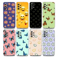 smile face and butterfly clear phone case for samsung a01 a02s a11 a12 a21 s a31 a41 a32 a51 a71 a42 a52 a72 soft silicon