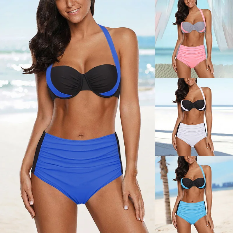 Sfit купальник с высокой талией купальные костюмы пуш ап мягкий комплект бикини