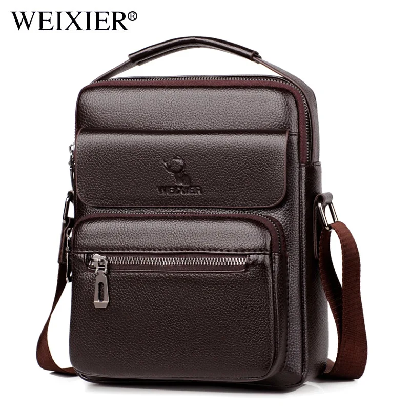 

Quality Leather Male Business Crossbody Bag Men Casual Zipper Solid Color Waterproof Messenger Bag 2020 Handbag 8681