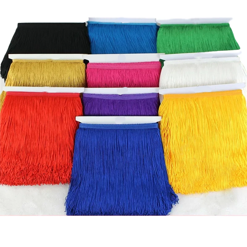 

Beautiful 10 Yards/lot Lace Fringe Trim Tassels DIY 25cm Wide Clothing Latin Dress Lace Ribbon