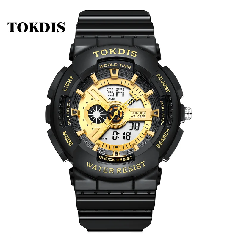 

Новинка 2021, роскошные женские спортивные часы TOKDIS, военные многофункциональные часы со светодиодной подсветкой, водонепроницаемость 50 м, д...