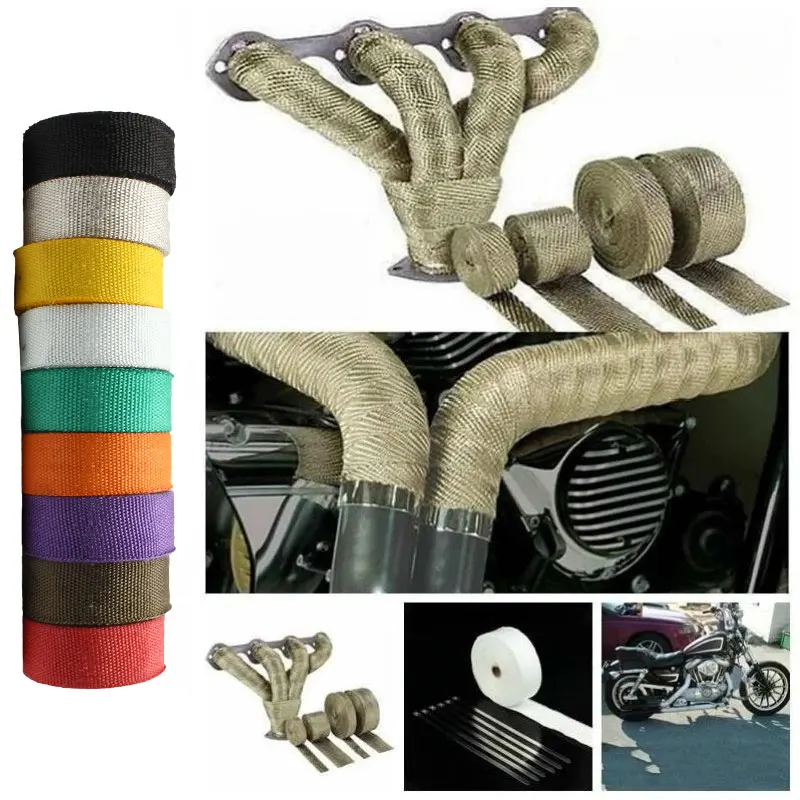 Motorcycle Exhaust Thermal Band 5cm 5M Heat Wrap Tape Car Muffler Fiberglass Cable Ties Enduro Dirt Bike Motocross Accessories images - 6