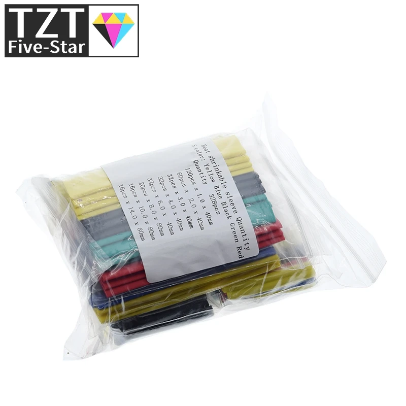 328 шт. термоусадочные трубки в ассортименте 2:1|Изоляционные материалы и элементы|