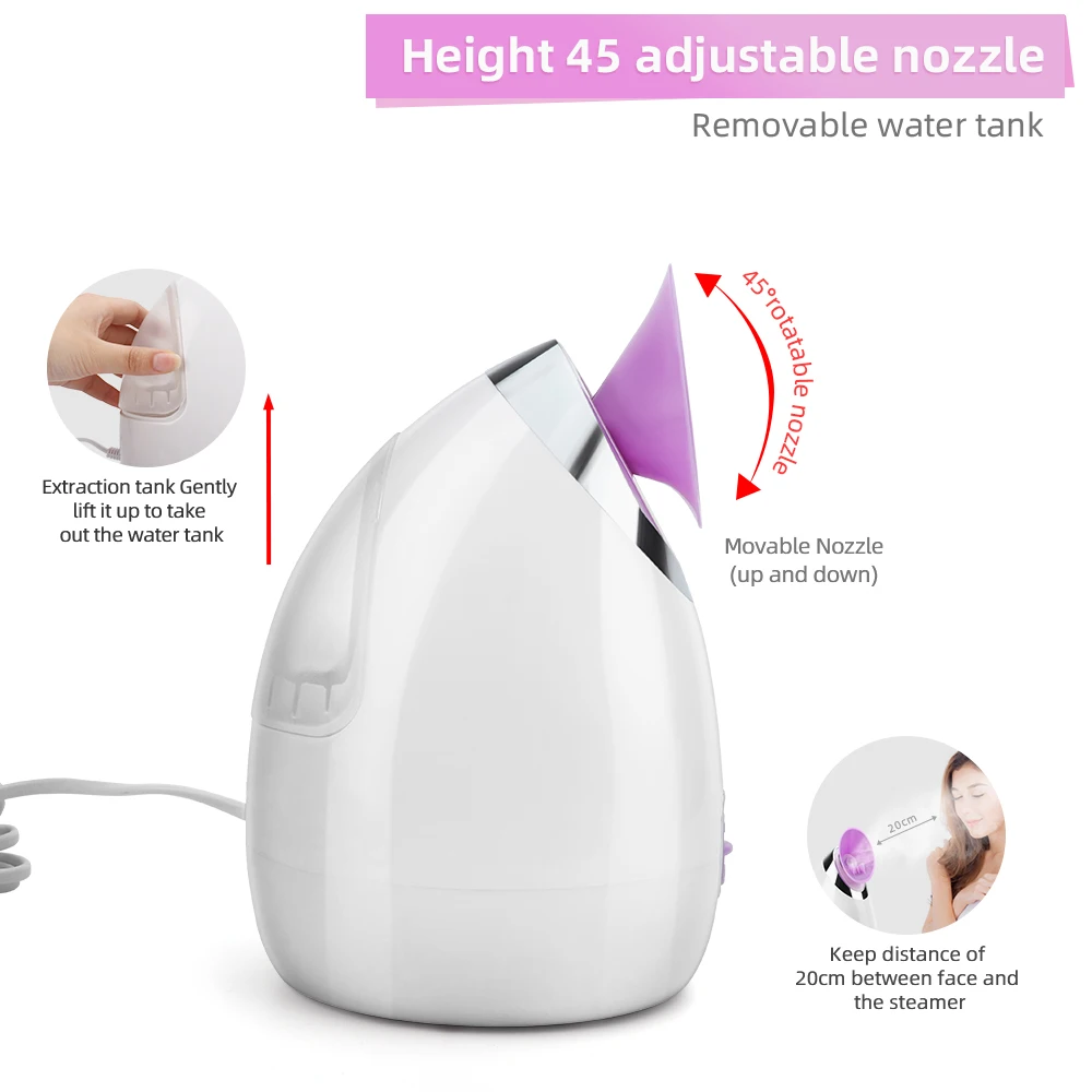 Adjustable Facial Steamer Nano Face for Home Warm Mist Humidifier Atomizer Sauna Spa Sinuses Moisturize |