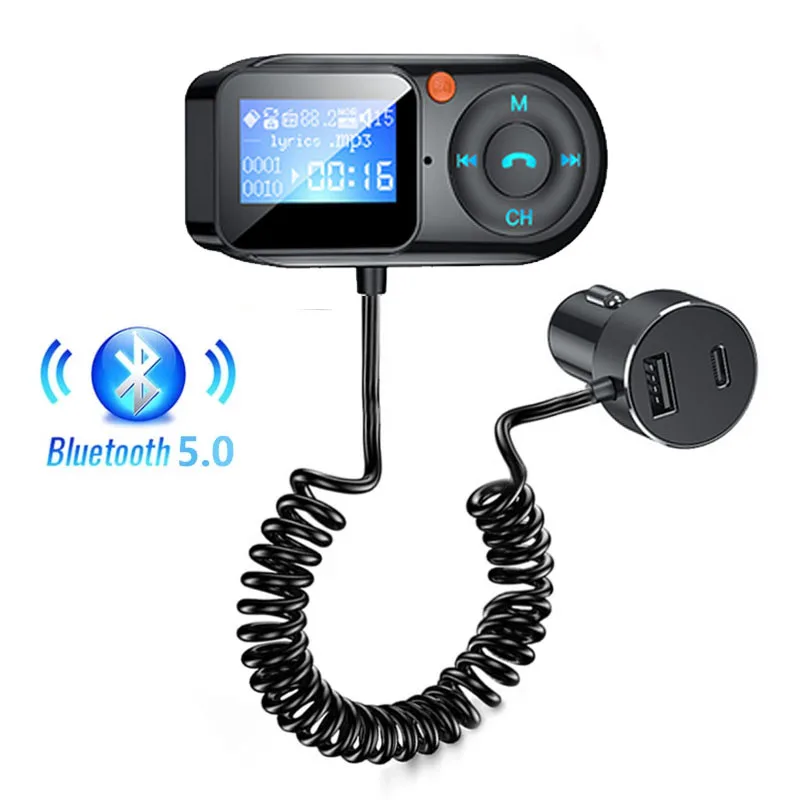 

FM Transmitter Bluetooth 5.0 Handsfree MP3 Player Car Kit Stereo AUX Audio USB Type C PD Fast Charging FM Modulator