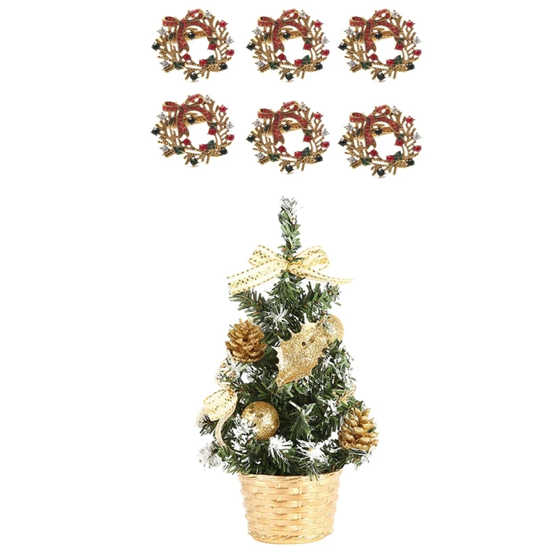 6 шт. Рождественский венок кольца для салфеток металлическая с пряжкой