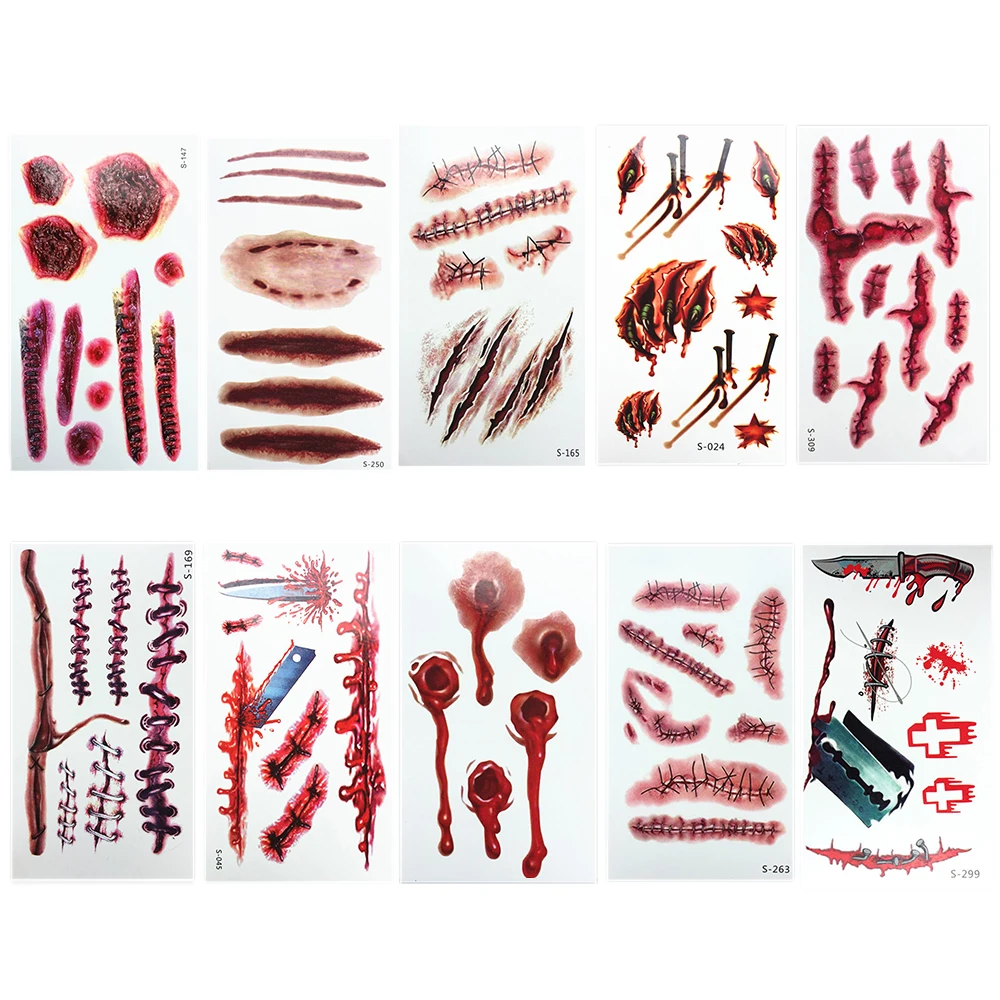 Временная татуировка стикер водонепроницаемый мгновенный прошитый раненный