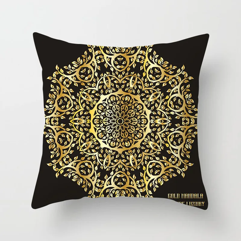 Чехол для подушки Fuwatacchi в Южноазиатском стиле мандала Золотой геометрический
