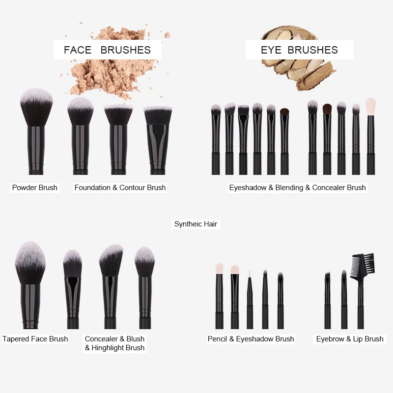 

Docolor/DUcare Makeup Brushes Set Professional Foundation Powder Blush Eye Shadow Lip Blend Make Up Brush Pincel Maquiagem