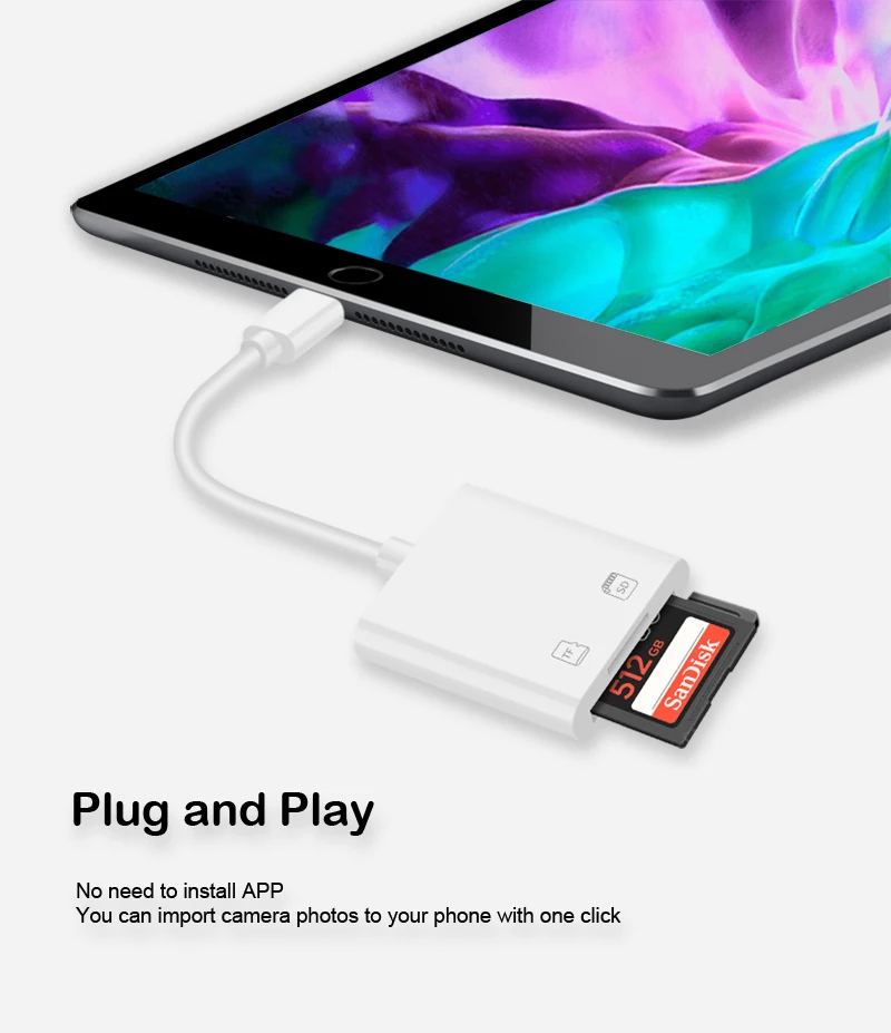 Адаптер C57 для iPhone устройство чтения карт памяти SD iOS 13 OTG TF 12 Xs X | Мобильные