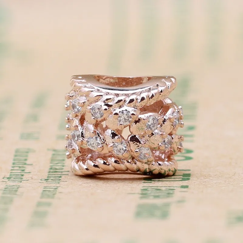 

Original 925 Sterling Silver Bead New Rose Gold Cereals Beads Fit Pandora Women Bracelet & Necklace Diy Jewelry