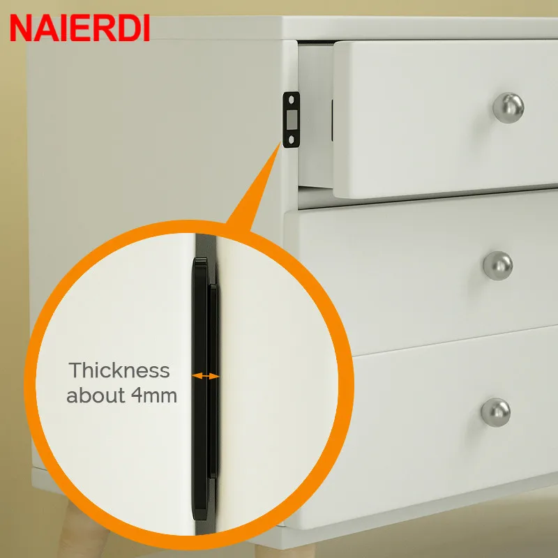 NAIERDI 2pcs/Set Magnetic Cabinet Catches Magnet Door Stops Hidden Door Closer With Screw For Closet Cupboard Furniture Hardware images - 6