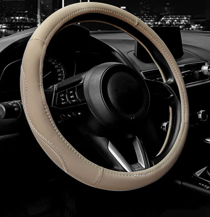 

Four Seasons Universal Simple Breathable Non-Slip Steering Wheel Cover High-End Leather Steering Wheel Cover Auto Parts