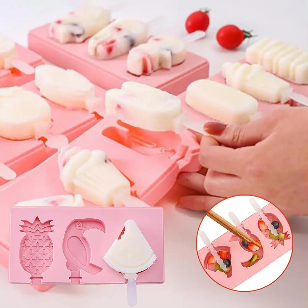 Силиконовая форма для мороженого с 3 отделениями|Мороженицы| |