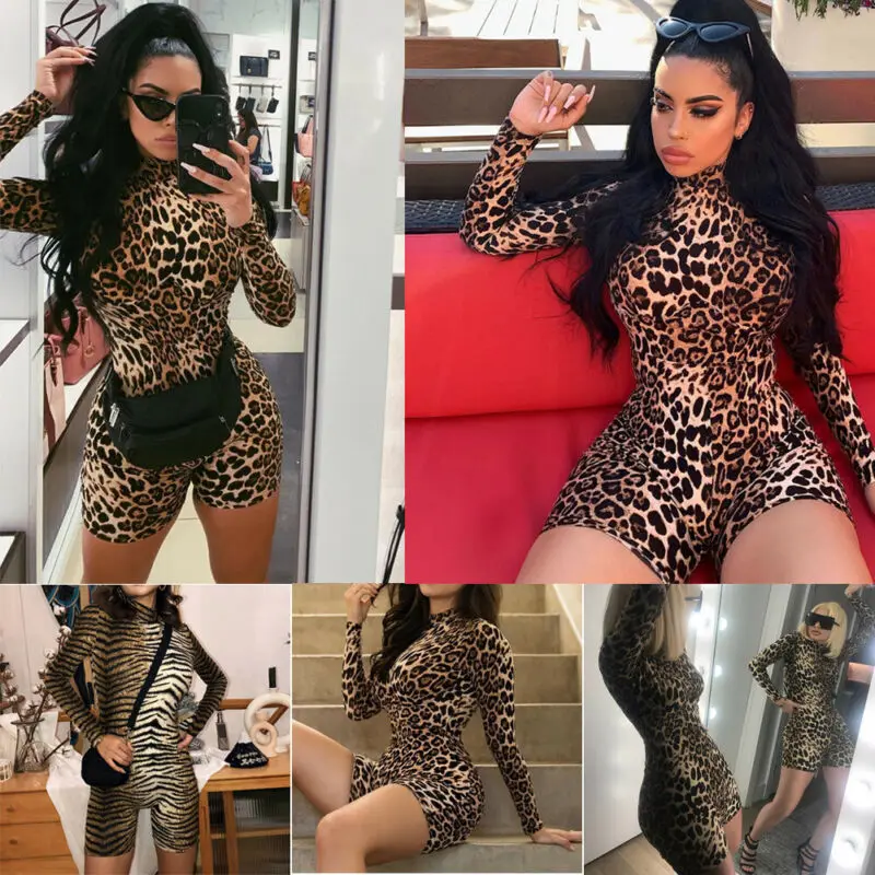 Женское боди с длинным рукавом и черепаховым вырезом трико принтом тигра