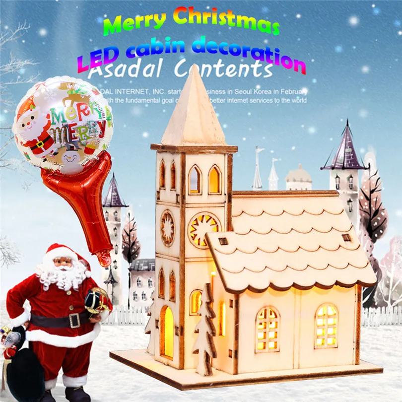 Светодиодный светильник деревянные куклы дом Вилла рождественские украшения