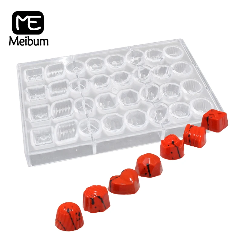 Meibum Polycarbonate Chocolate Mold 7 Types Pattern Confectionery Baking Tools 32 Cavity 10g Candy Decorating PC Plastic Mould | Дом и сад