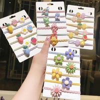 new cute 5pcspack cartoon hair bands flower ponytail holder frog elephant animals headbands for women girls hair accessories
