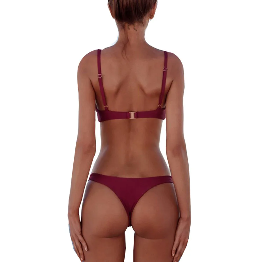 Сексуальный комплект бикини купальник с открытой спиной и низкой талией