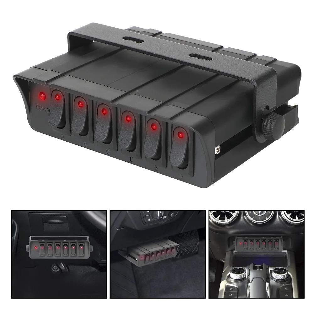 

6 Gang Rocker Switch Box with LED Light Indicator 12-24V 20A Switch Panel Toggle Controller Panel for Cars Vehicles Caravan