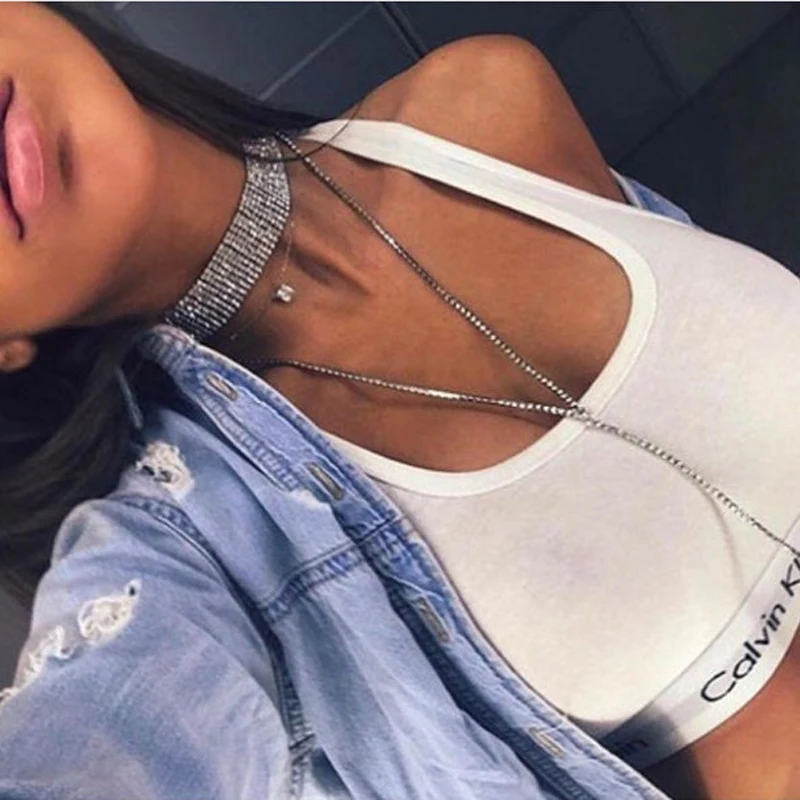 2020 Стразы ожерелье чокер с кристаллами Роскошные Чокеры ошейник массивное Y для