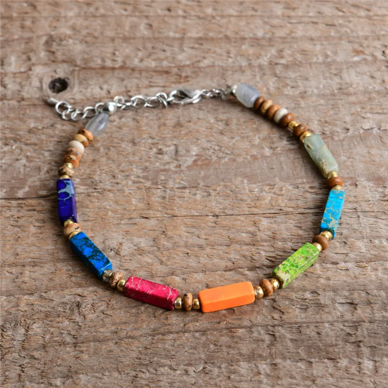 Плетеный браслет из камня чакры, 7 цветов