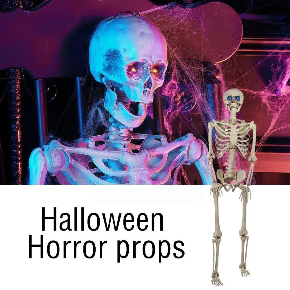 

Halloween Horror Props Human Bones Shelf Latex Skull Scary Secret Room Skeleton Mummy Glowing Ornaments Q1F3