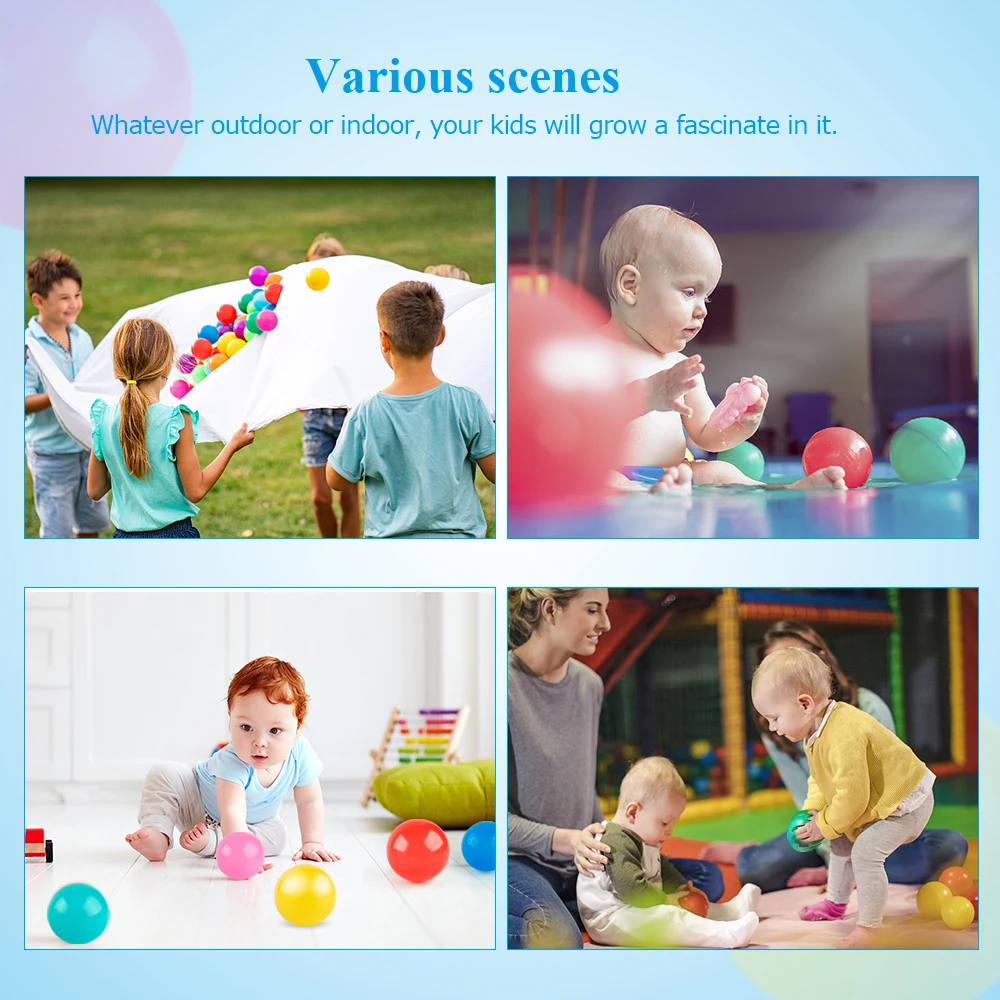Coogam Pit Balls Pack of 50 -5 Color Hollow Soft Plastic Ball for Toddler Kids Birthday Party Favors Pool Water Bath Toy Kid | Игрушки и