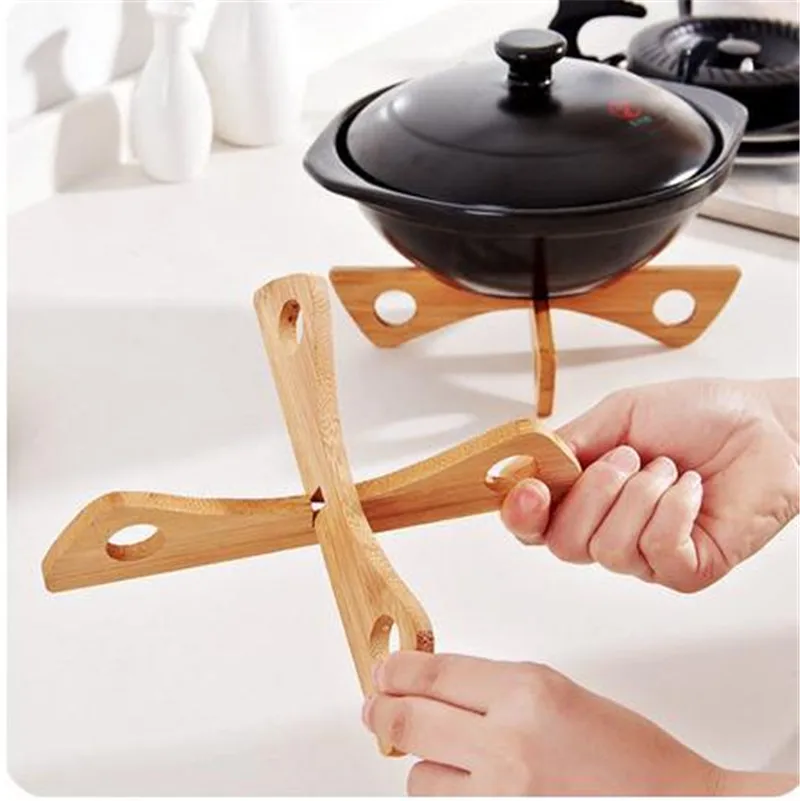 Новый бамбуковый термостойкий Держатель Для Сковороды подставки Съемная