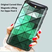 Curved Tempered Glass Wristband Lanyard Lifting Case For OPPO Find X Phone Cover Painting New Luxury Shockproof Protective Funda