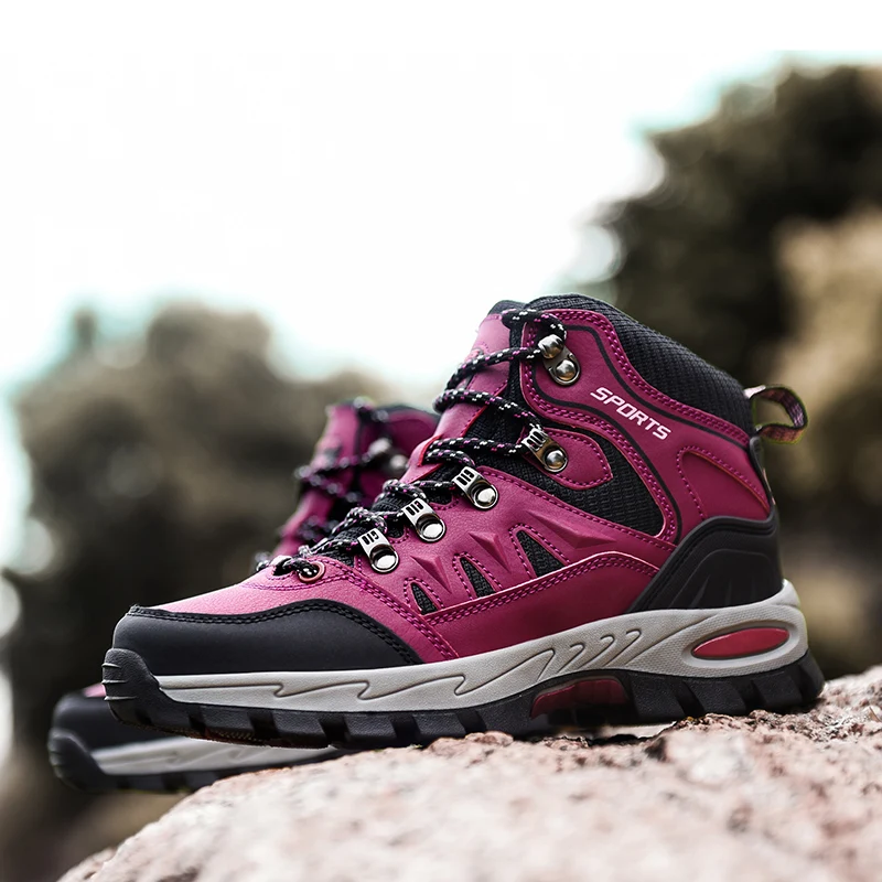 2021 Couples Outdoor Mountain Climbing Shoes Men Fashion Autumn Winter Hiking Shoes Male Leather Camping Man Boots botas de caza