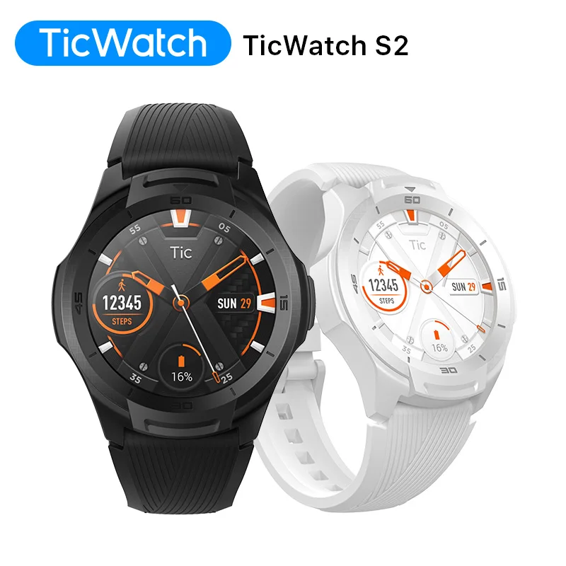 Мужские Смарт-часы TicWatch S2 (восстановленные) с GPS водонепроницаемые до 5 атм -