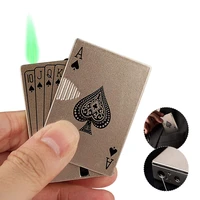 creative jet torch turbo lighter portable light playing cards butane windproof metal lighter metal funny toys for men