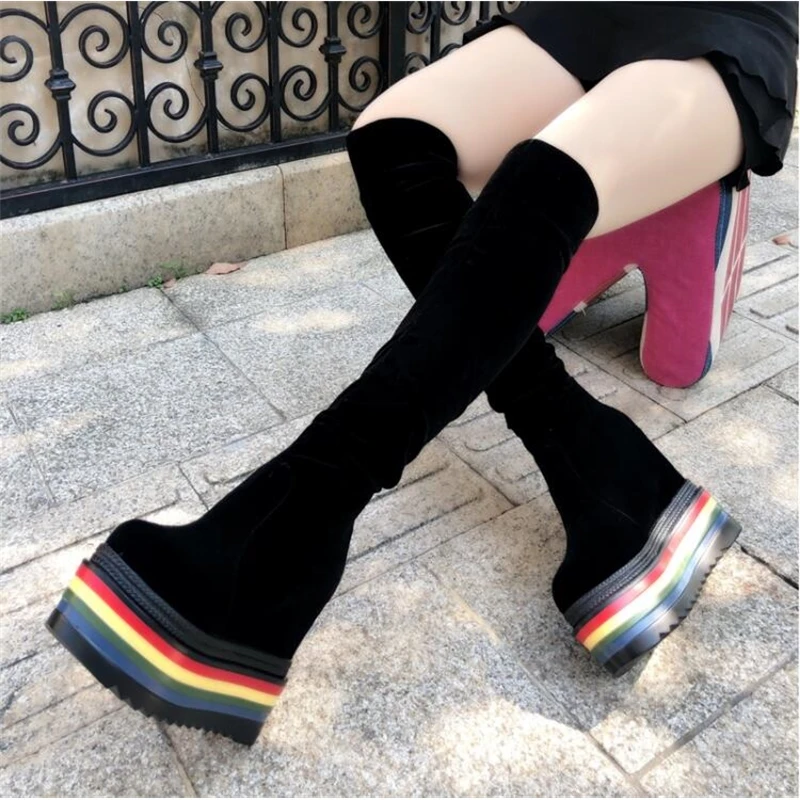 Новинка 2019 Универсальные женские Ботинки Martin на высоком каблуке с увеличенной