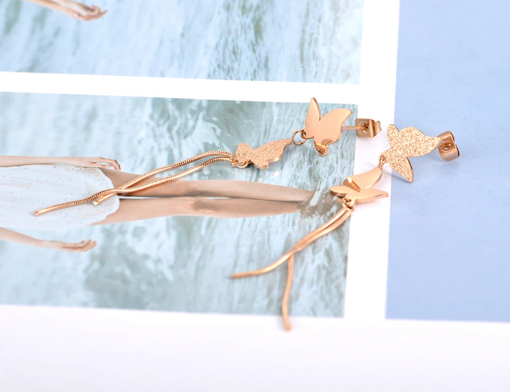 JeeMango глянцевые и матовые серьги с бабочками кисточками Асимметричные украшения