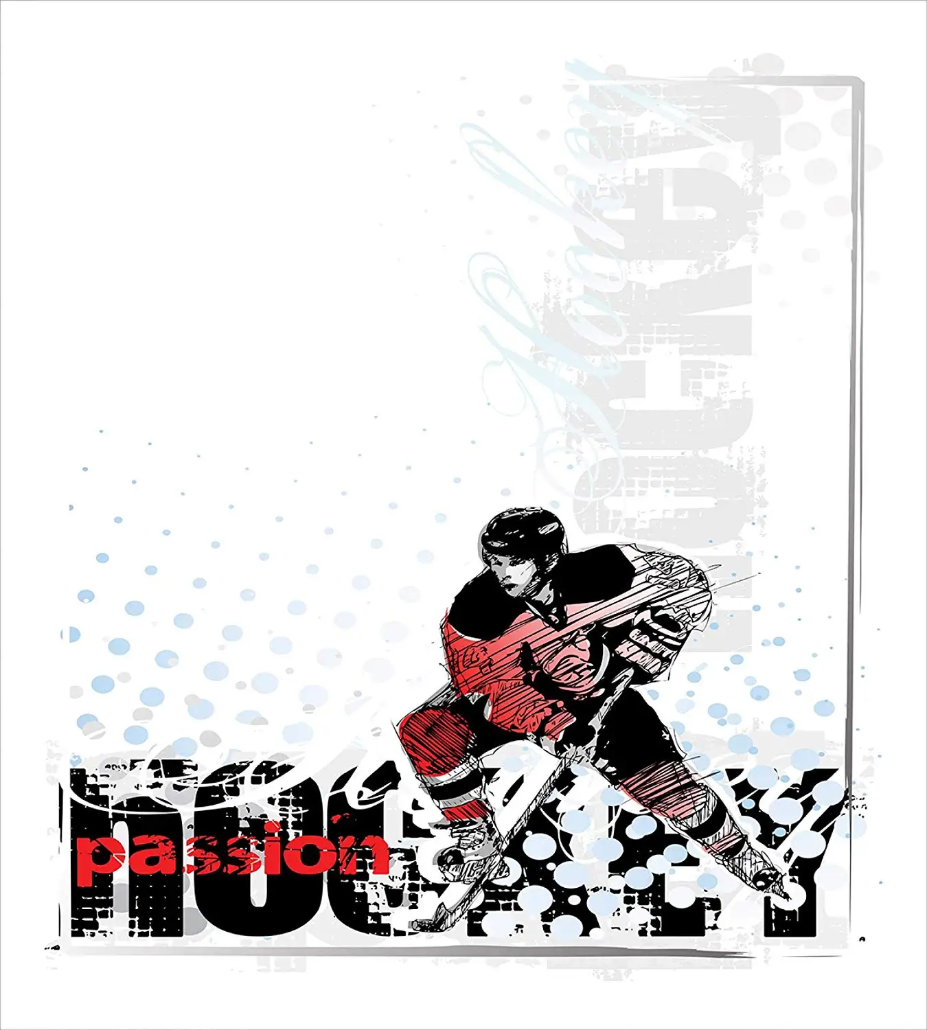 Hockey Duvet Cover Set Artwork of a Goalie with a Stick Playing Sports Passionate Professional Game Theme Decorative 2 Piece