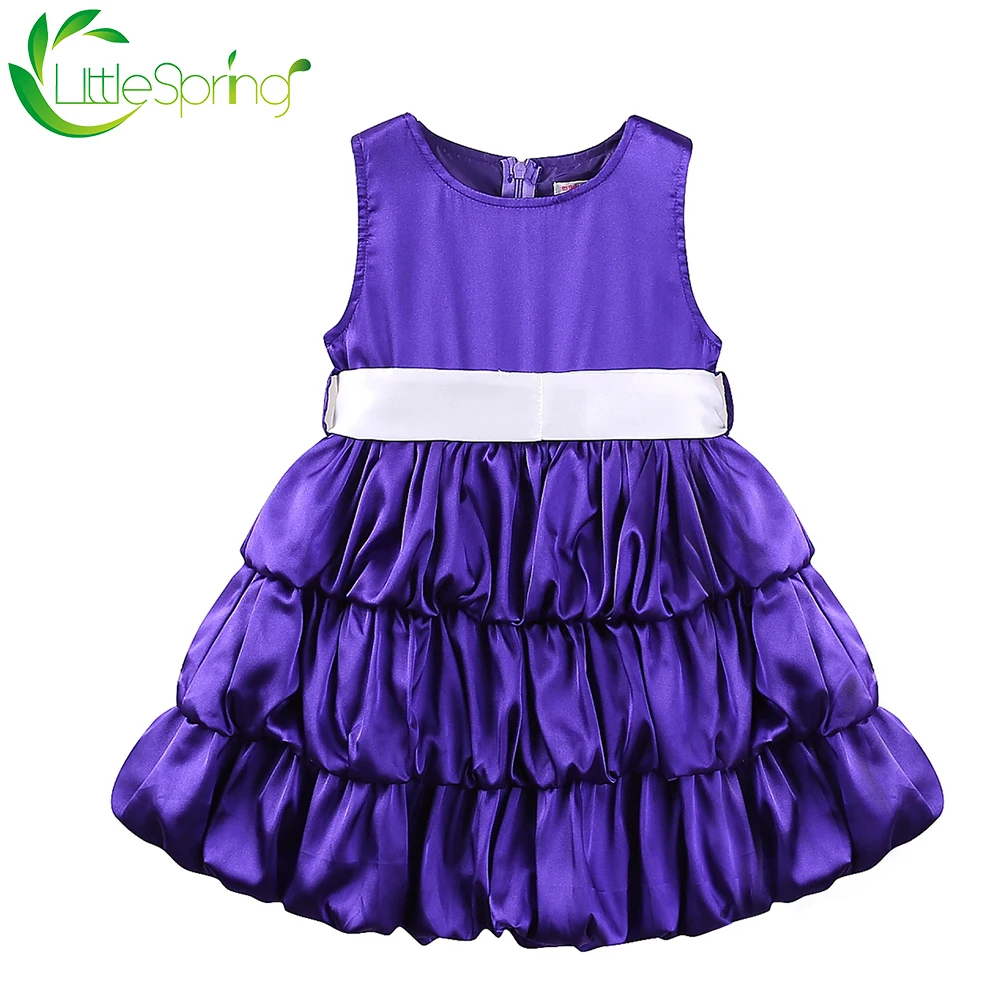 LittleSpring Girls Dress Sleeveless with Belt Tutu Dresses Wedding Party Princess Baby Clothes | Детская одежда и обувь