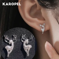 luxury female elk fashion zircon stone earrings elegant christmas deer earrings women wedding jewelry new year gifts