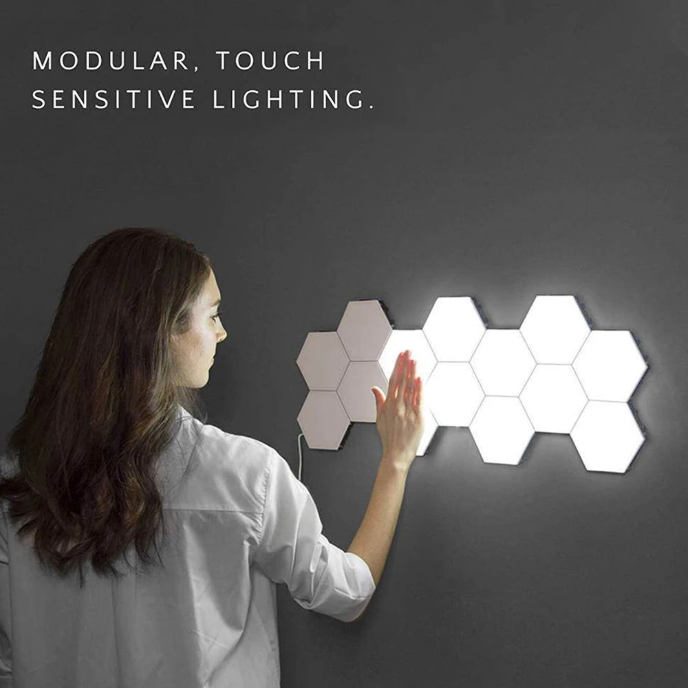 

Europe Warehouse LED Quantum Hexagonal Wall Lamp Touch Sensitive White LED Night Light Hexagonal Lamps Modular Wall Lampara
