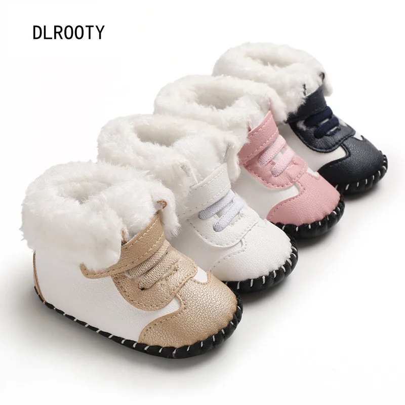 New Snow Baby Booties Boy Girl Hook & Loop Crib Shoes Winter Warm Anti-slip Sole Boots Newborn Toddler First Walkers Shoes