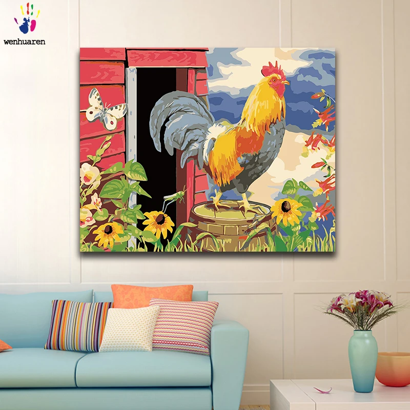 Diy краски по номерам картина живопись с комплектами Красочные животные Крупный